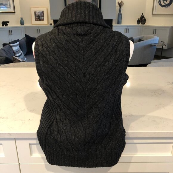 Eddie Bauer Seattle Full Zip Cable Knit Wool Blend Insulated Vest Charcoal Sz M - Picture 7 of 12